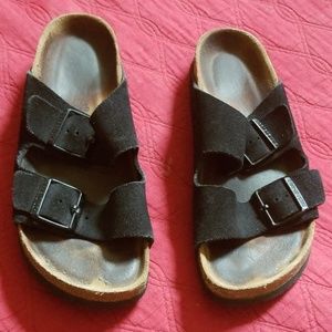Black suede birkenstocks